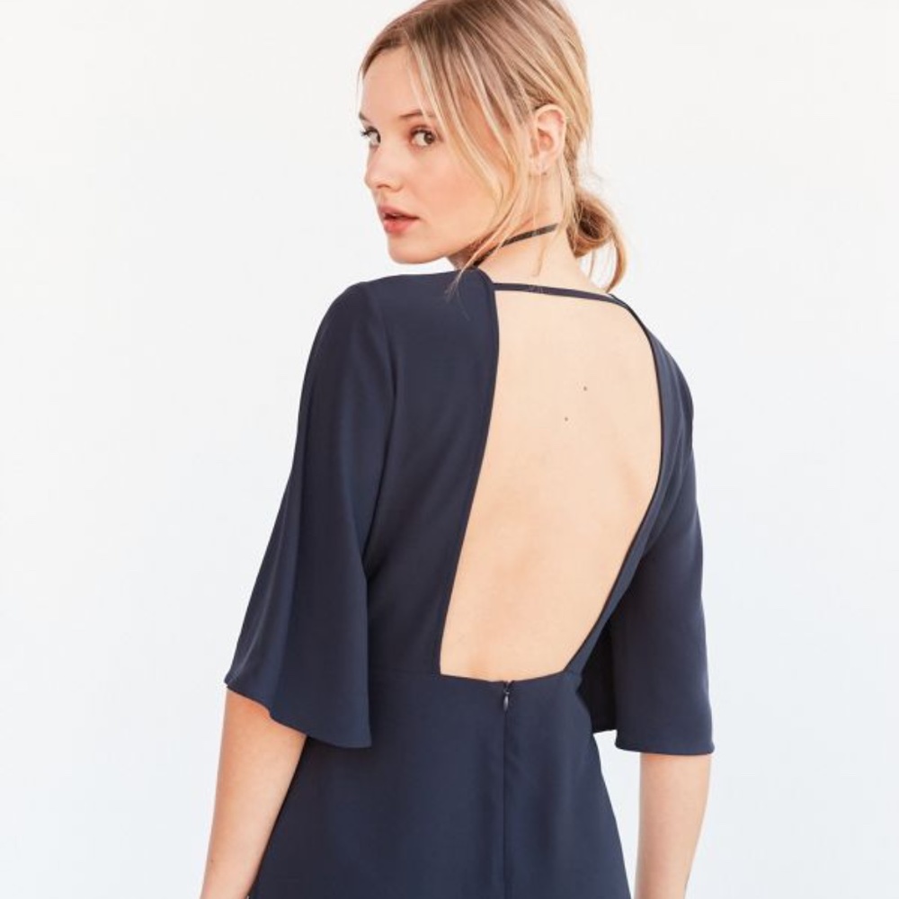 Silence + Noise Open-Back Bell-Sleeve Mini Dress